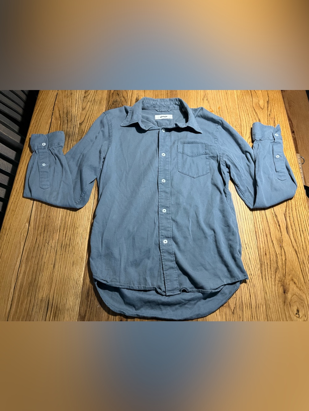 Buck Mason Draped Twill One Pocket Shirt – Gray – Size Small